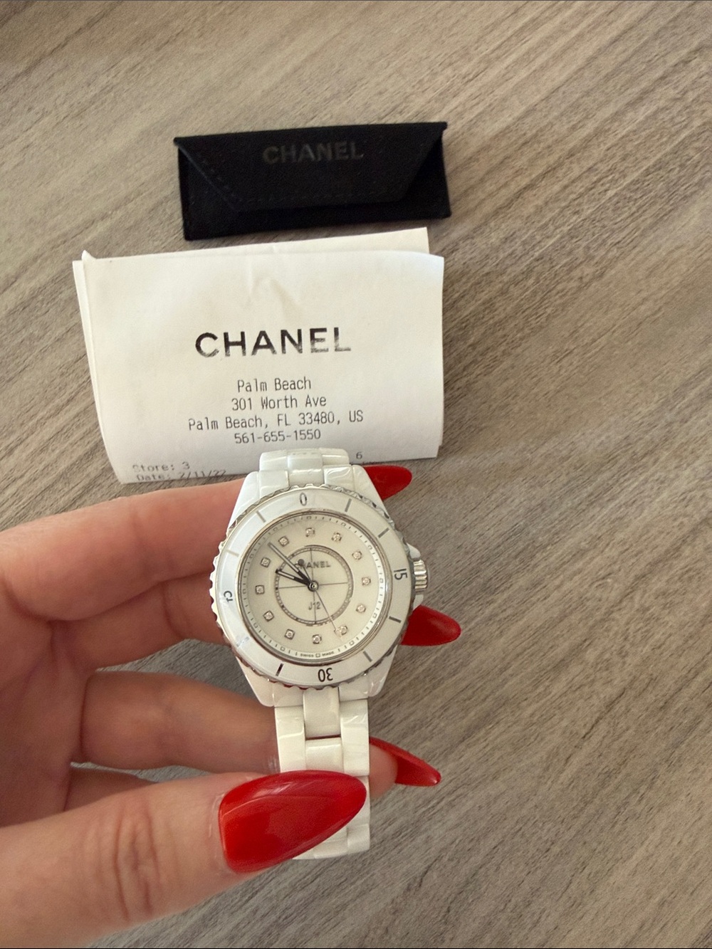 CHANEL White Ceramic Diamond Dial J12-Style Watch - Picture 3 of 5